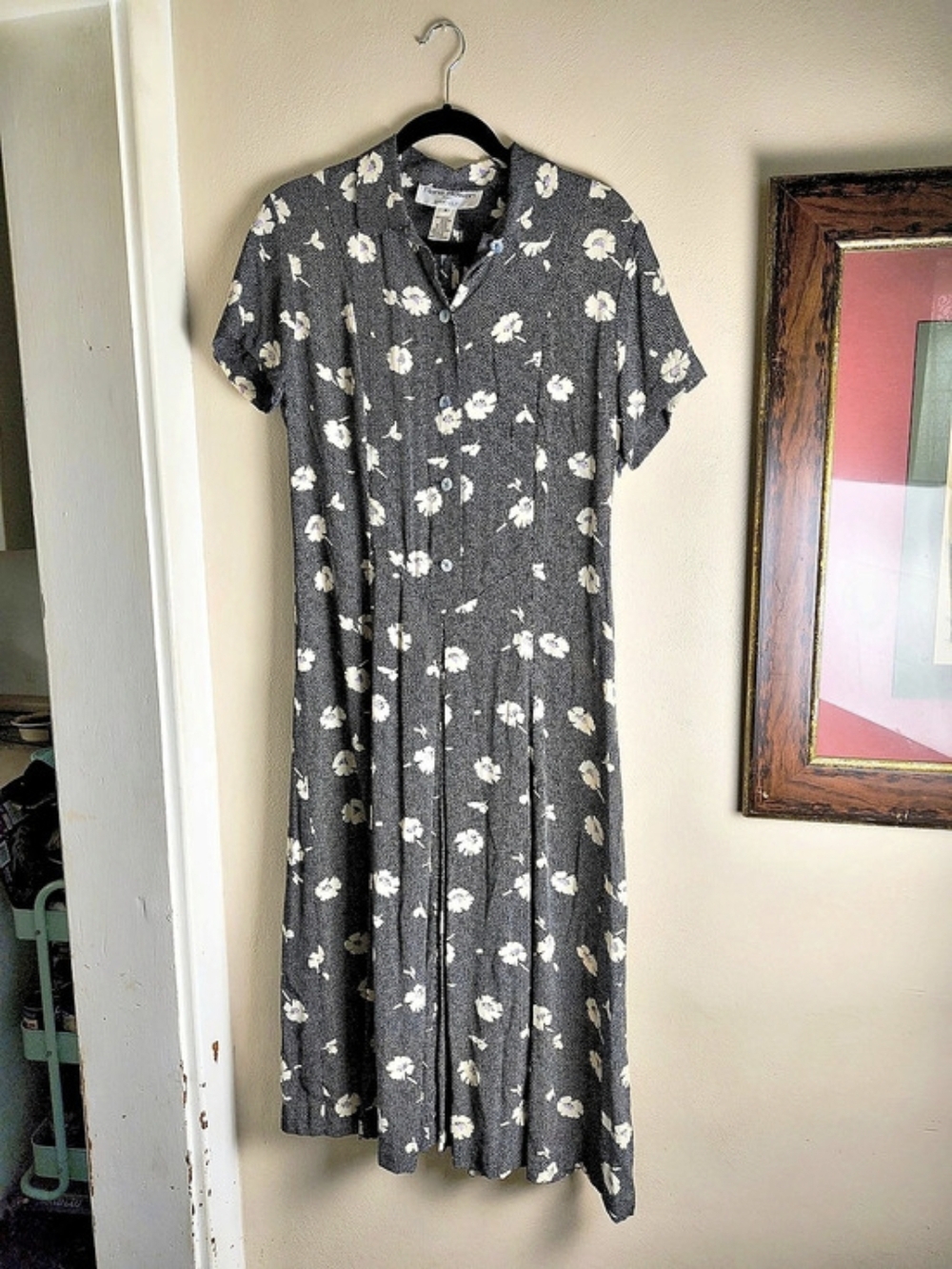 Vintage 90s Rena Rowan for Saville Floral Rayon Shirt Dress